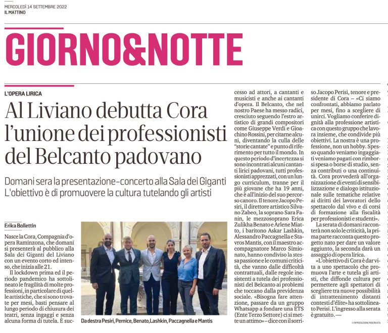 CORA Raminzona Debutta articolo Il Mattino